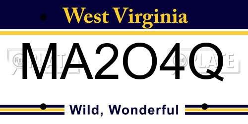 MA2O4Q West Virginia License Plate