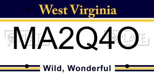 MA2Q4O West Virginia License Plate