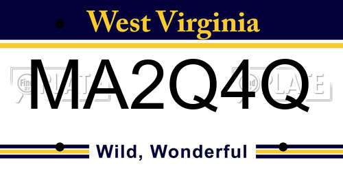 MA2Q4Q West Virginia License Plate