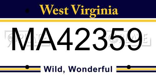 MA42359 West Virginia License Plate