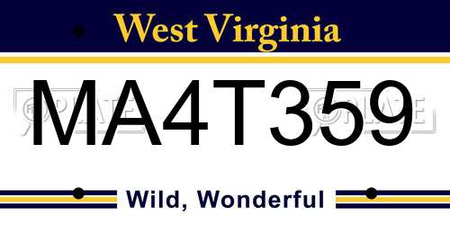 MA4T359 West Virginia License Plate
