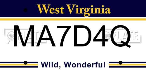 MA7D4Q West Virginia License Plate