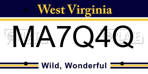 MA7Q4Q West Virginia License Plate