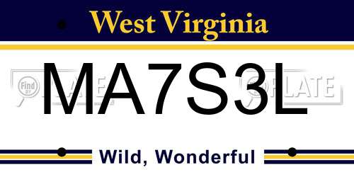 MA7S3L West Virginia License Plate