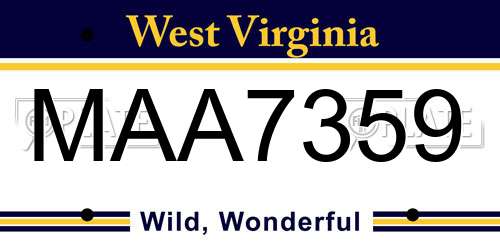 MAA7359 West Virginia License Plate