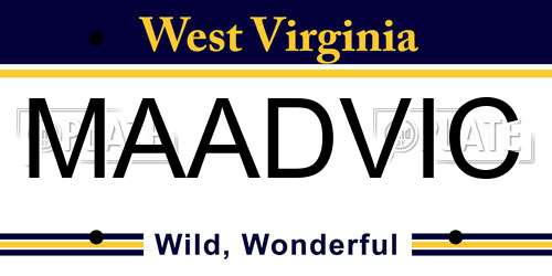MAADVIC West Virginia License Plate