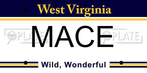 MACE West Virginia License Plate