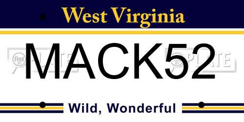 MACK52 West Virginia License Plate