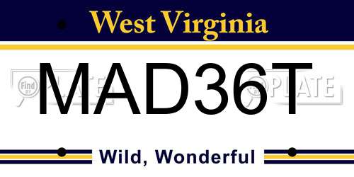 MAD36T West Virginia License Plate