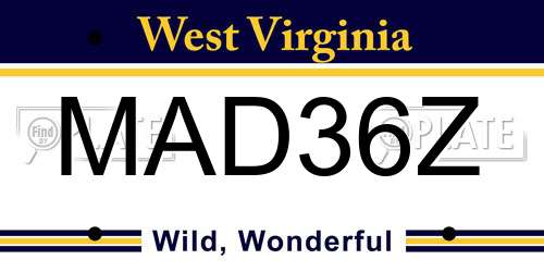 MAD36Z West Virginia License Plate