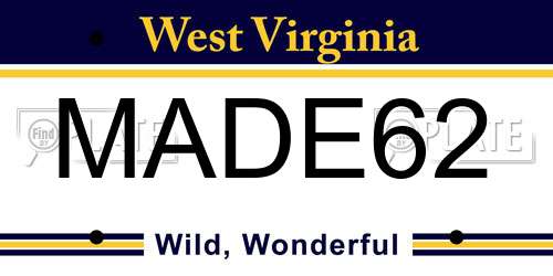 MADE62 West Virginia License Plate