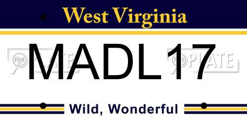 MADL17 West Virginia License Plate