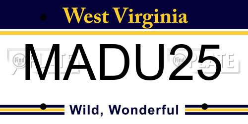 MADU25 West Virginia License Plate