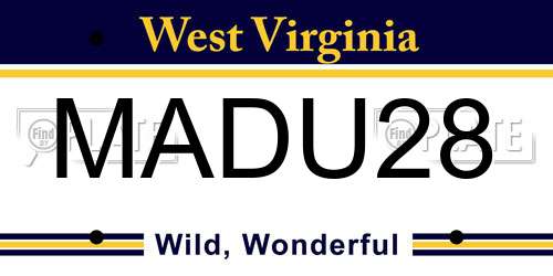 MADU28 West Virginia License Plate