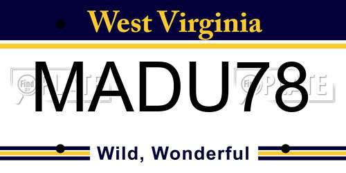 MADU78 West Virginia License Plate