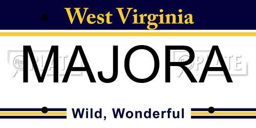 MAJORA West Virginia License Plate