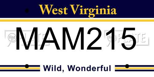 MAM215 West Virginia License Plate