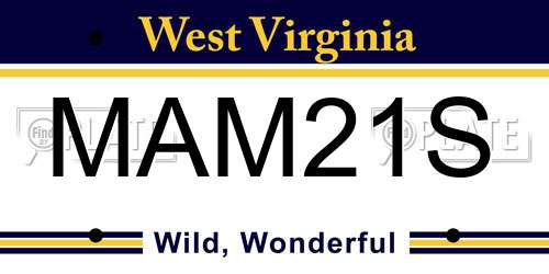 MAM21S West Virginia License Plate