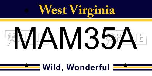 MAM35A West Virginia License Plate