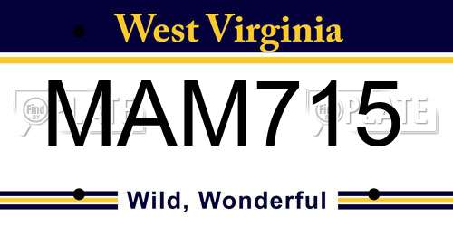 MAM715 West Virginia License Plate