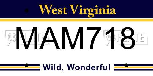MAM718 West Virginia License Plate