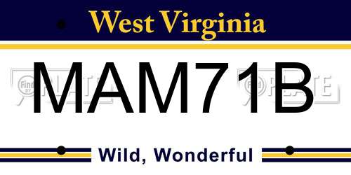 MAM71B West Virginia License Plate