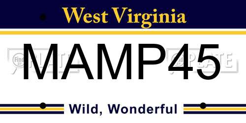 MAMP45 West Virginia License Plate