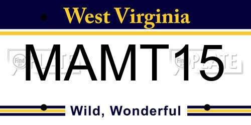 MAMT15 West Virginia License Plate