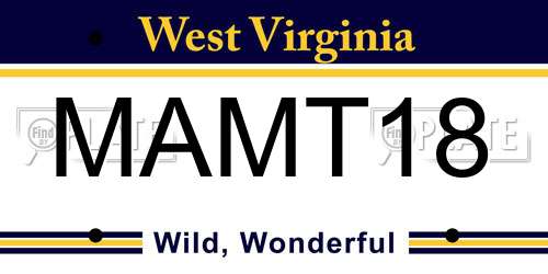 MAMT18 West Virginia License Plate
