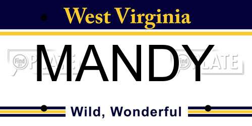 MANDY West Virginia License Plate