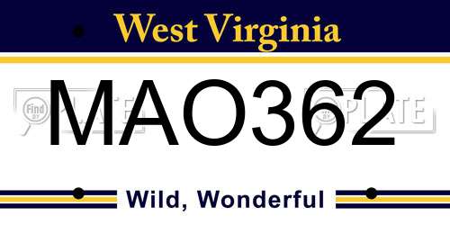 MAO362 West Virginia License Plate