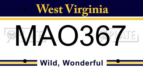 MAO367 West Virginia License Plate