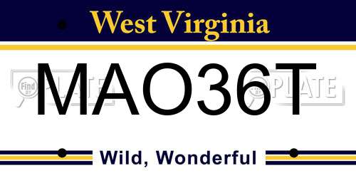 MAO36T West Virginia License Plate