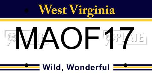 MAOF17 West Virginia License Plate