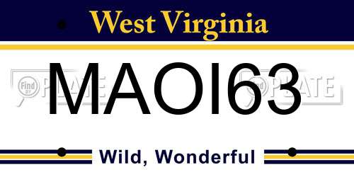 MAOI63 West Virginia License Plate