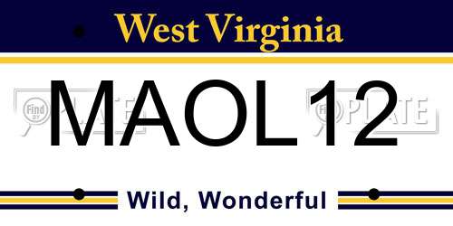 MAOL12 West Virginia License Plate