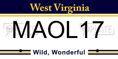 MAOL17 West Virginia License Plate