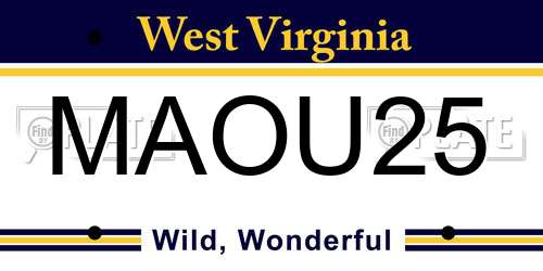 MAOU25 West Virginia License Plate