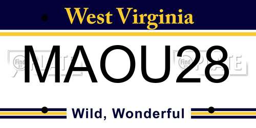 MAOU28 West Virginia License Plate