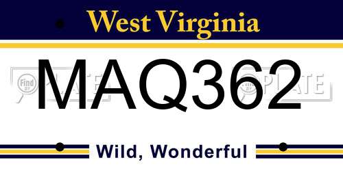MAQ362 West Virginia License Plate
