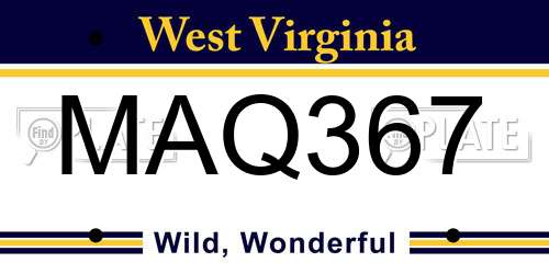 MAQ367 West Virginia License Plate