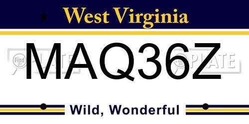 MAQ36Z West Virginia License Plate