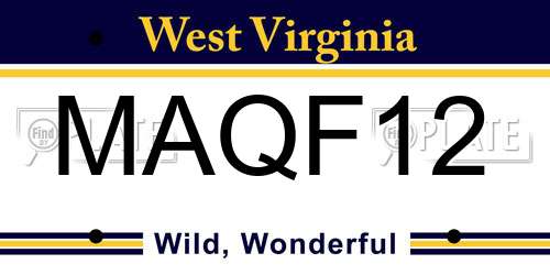 MAQF12 West Virginia License Plate