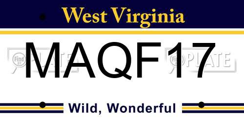 MAQF17 West Virginia License Plate