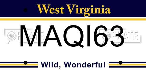 MAQI63 West Virginia License Plate