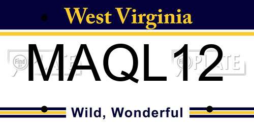 MAQL12 West Virginia License Plate
