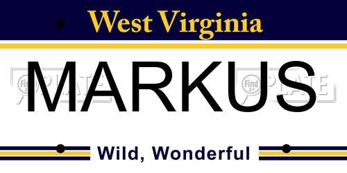 MARKUS West Virginia License Plate