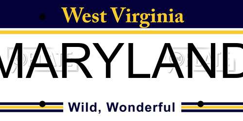 MARYLAND West Virginia License Plate