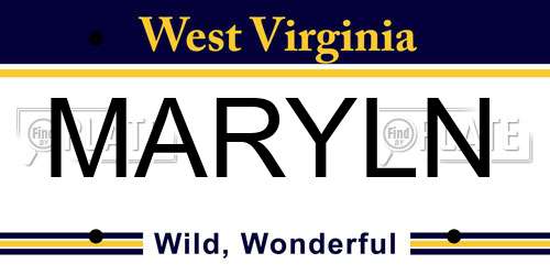 MARYLN West Virginia License Plate