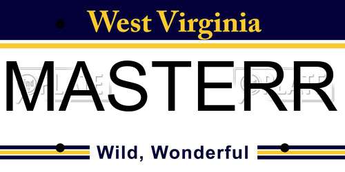 MASTERR West Virginia License Plate